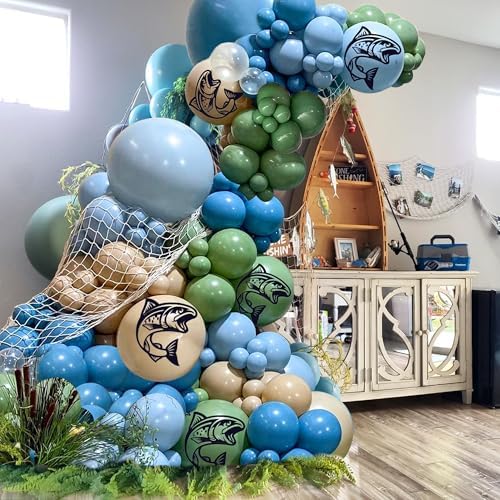 168 PCS Fishing Themed Balloons Garland Set for Birthday Party Decor