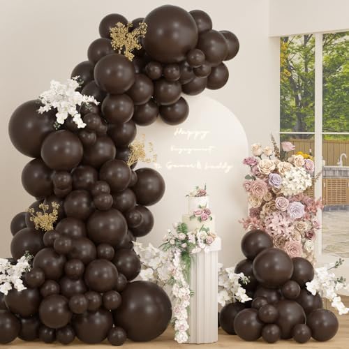 OTLGEUA Dark Brown Balloons 98PCS Double Stuffed Garland Kit