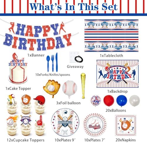 Heidaman Baseball Party Decorations Set