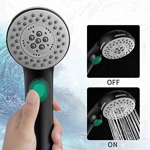 DOILIESE High Pressure 6 Setting Handheld Shower Head with Spa Spray - Matte Black