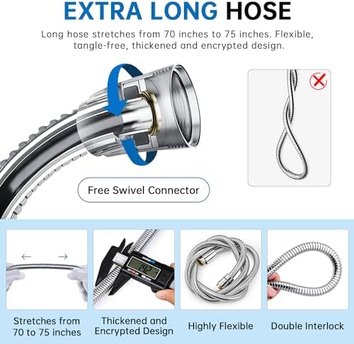 G-Promise All Metal Shower Head Holder with Hose