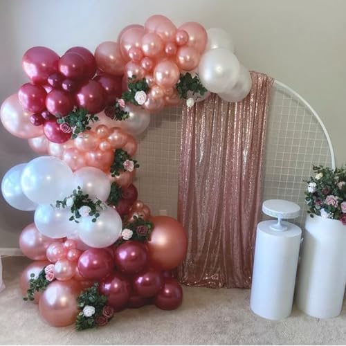Burgundy Rose Gold Balloons 60 Pcs 12 Inches