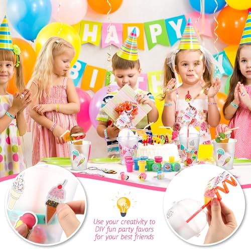195 Pcs Ice Cream Party Favor Set for 16 Kids