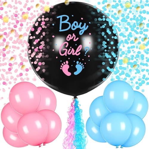 27pcs Gender Reveal Balloon Kit with Confetti and Tassels