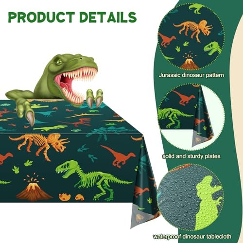 Dinosaur Birthday Party Decorations with Plates Cups Napkins and Table Cloths