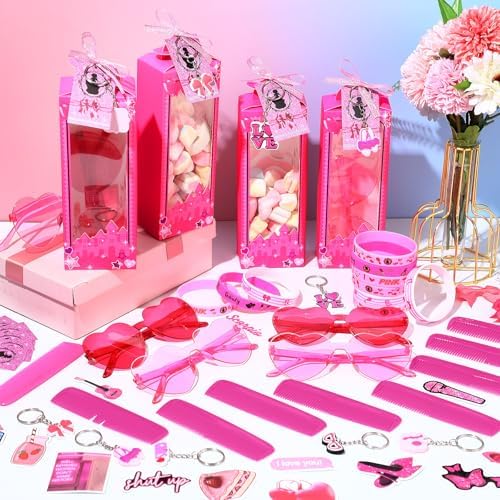 Geiserailie 147 Pcs Hot Pink Princess Party Favor Set