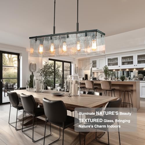 IKK Modern Textured Glass Chandelier for Dining Room