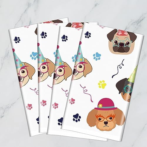 4 Pack Dog Tablecloths Disposable Rectangular for Birthday Parties