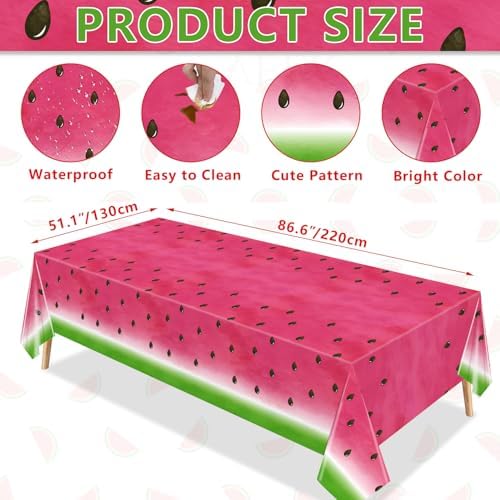 4 Pack Watermelon Themed Party Tablecloths
