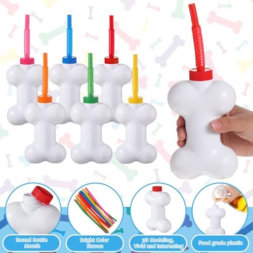 Eaasty 24 Pcs Dog Bone Cups with Lids and Straws