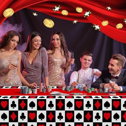 Hosuly 3 Pcs Casino Theme Tablecloths Poker Table Cover Plaid