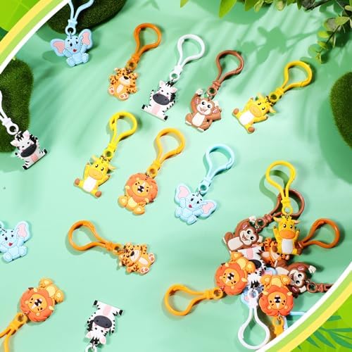 Jadive 24Pc Jungle Animal Keychains Party Favors