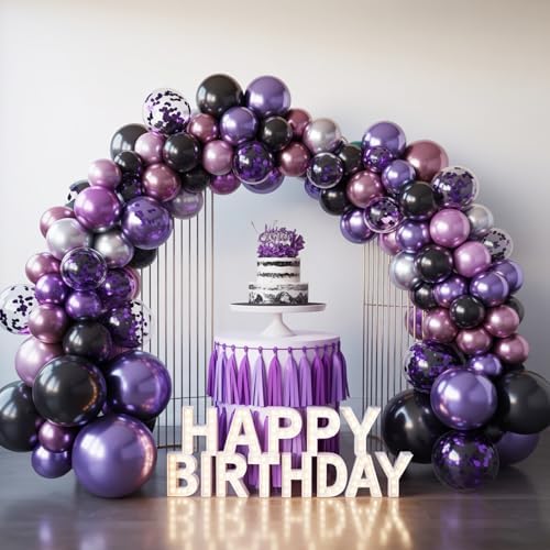 Black and Purple Balloons 60pcs Party Decorations