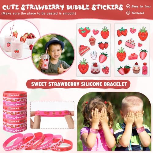 171 Pcs Strawberry Party Favors Set for Birthday Shower