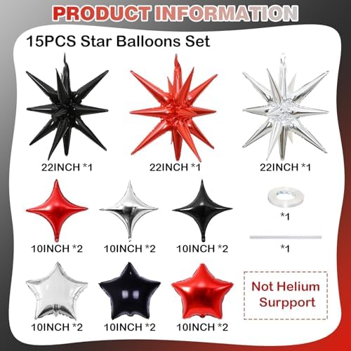 Froova Star Balloons 22in Set for Party Decorations