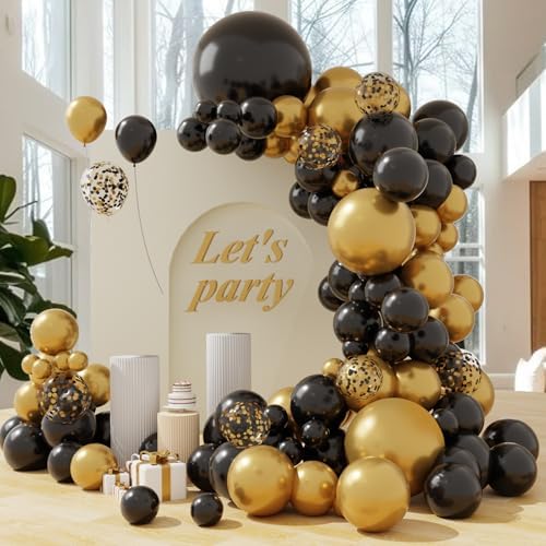 Black and Gold Balloon Arch Kit 102Pcs