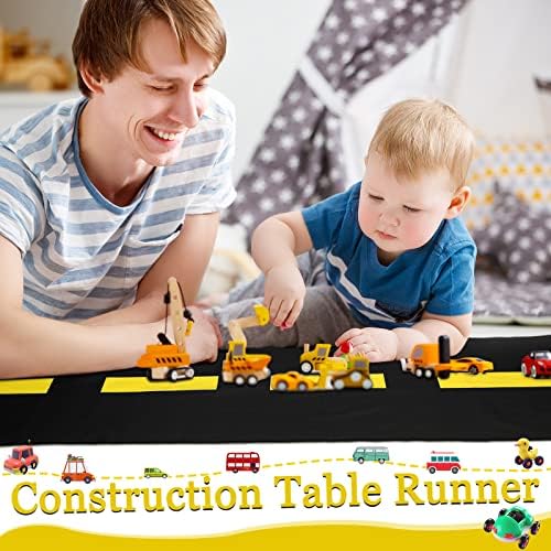 Construction Theme Table Runner 10x15ft Black Yellow Design