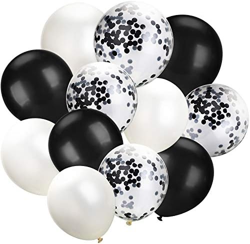 Hestya 100 Piece 12 Inch White Black Balloons Party Decoration Kit