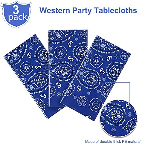 Tatuo Western Paisley Bandana Table Cover 108x54in Blue 3 Pack
