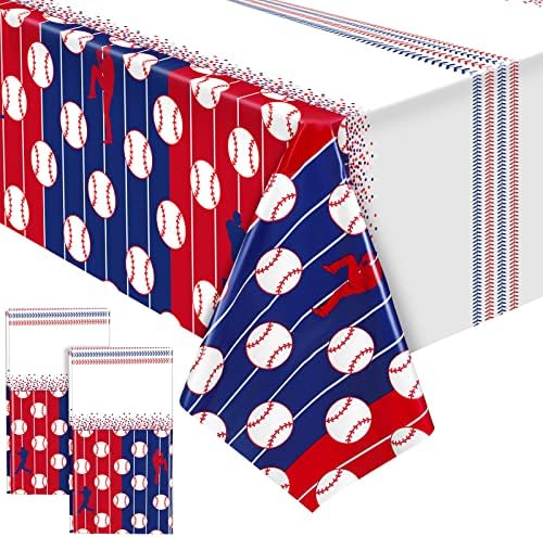 Durony 2 Piece Baseball Tablecloth Waterproof Party Decorations