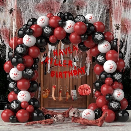 Halloween Balloon Garland Kit with Creepy Cloth and Spooky Banners