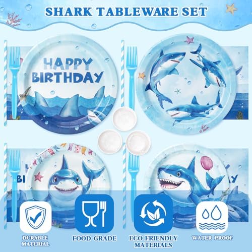 Kinovo 300 Pcs Shark Tableware Set for 50 Guests