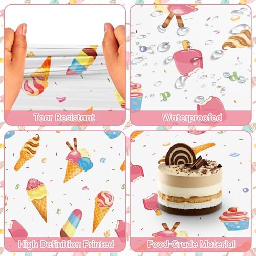 Ice Cream Themed Tablecloth 2 Pcs for Birthday Party