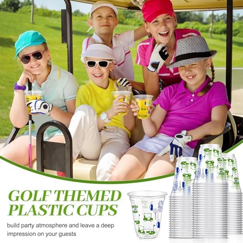 100 Pcs Clear Golf Cups 12oz Blue Disposable Party Supplies