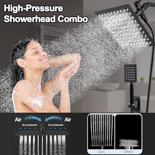 Wosaisius Matte Black Dual Shower Head Combo