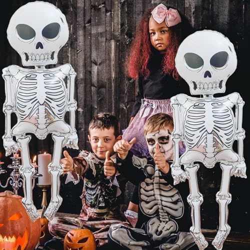 2 Pieces 34x62 Inch Scary Skeleton Balloons for Halloween Decorations