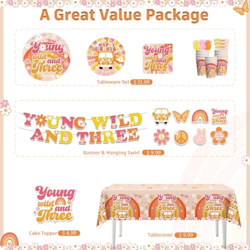 138pcs Young Wild and Three Party Decorations Tableware Set