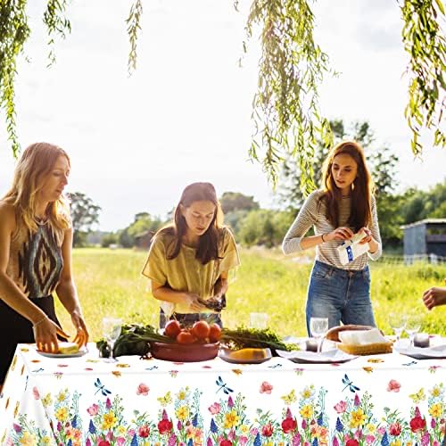 4 Pack Summer Floral Plastic Tablecloth for Parties and Picnics