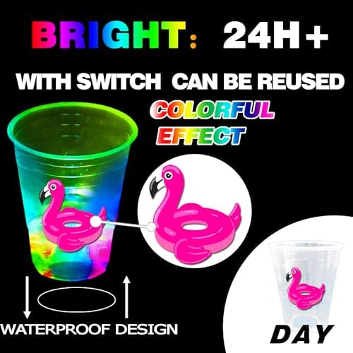 40 Pcs Glowing Beach Party Cups with LED Lights