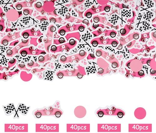 Wonmelody Race Car Confetti Party Decor 200PCS Pink