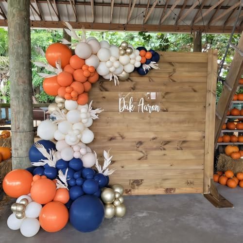 Froova Graduation Balloon Arch Kit 129pcs Burnt Orange Navy Blue White Sand Metallic Gold Fall Decor