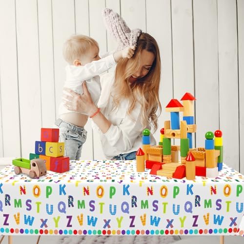 3Pcs Alphabet Plastic Tablecloth for Kids Parties