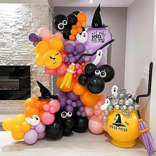 KALOR 12 Inch Orange Black Balloons 60 Pack