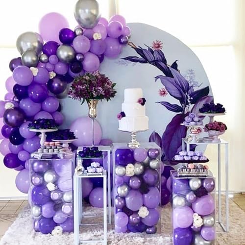 Purple and Black Balloons 60 Pack 12 Inch Metallic Confetti