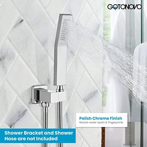 Gotonovo Wall Mount Chrome Polished Handheld Shower Head High Pressure Single Function