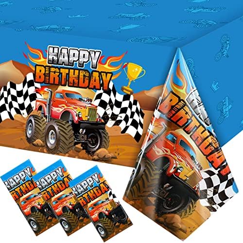 Monster Truck Tablecloth Set 3 Pieces Birthday Party Decorations