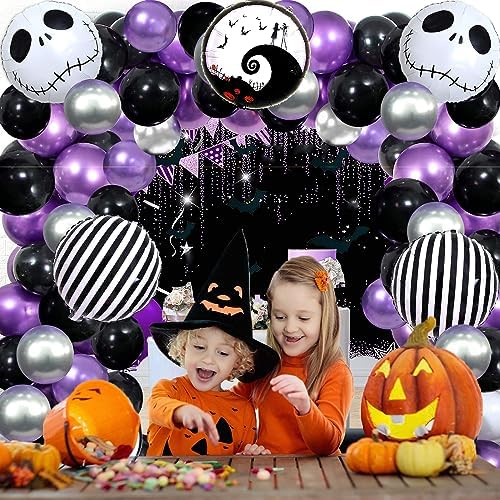 Skull Halloween Balloon Garland Kit - Purple Black Arch Decorations
