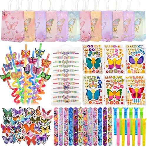 LiYiQ 122 Pcs Butterfly Party Supplies Set