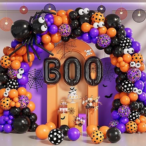 Halloween Balloon Arch Kit with Spider Balloons and Confetti Designs