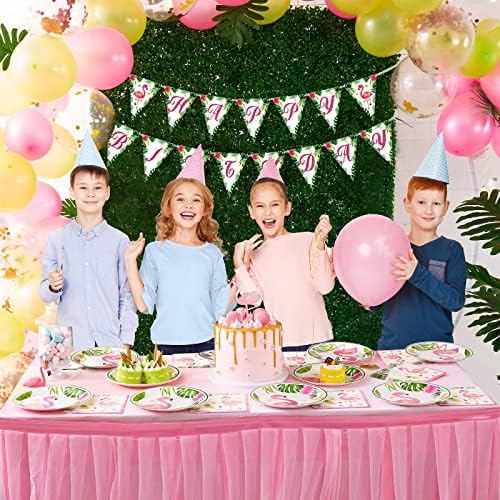 WERNNSAI Flamingo Plates and Napkins Set - 50PCS Party Tableware
