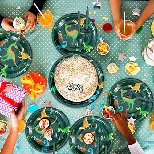Yingzhao 240 Pcs Dinosaur Themed Disposable Plates Set for 40 Guests