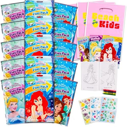 Set of 15 Disney Princess Play Packs with Crayons Coloring Book Stickers Loot Bags and Door Hanger