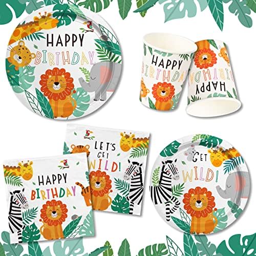 Gatherfun Safari Birthday Party Tableware Set 25