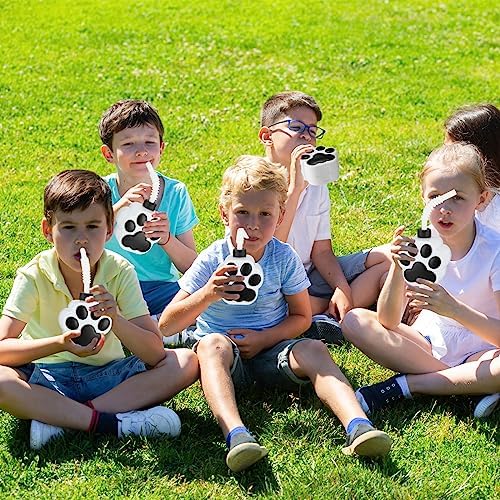 Zubebe 12 Pcs Dog Paw Cups with Lids and Straws