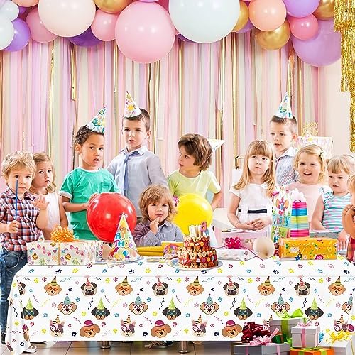 4 Pack Dog Tablecloths Disposable Rectangular for Birthday Parties
