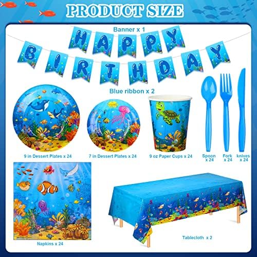 171 Pcs Ocean Party Tableware Set for 24 Guests